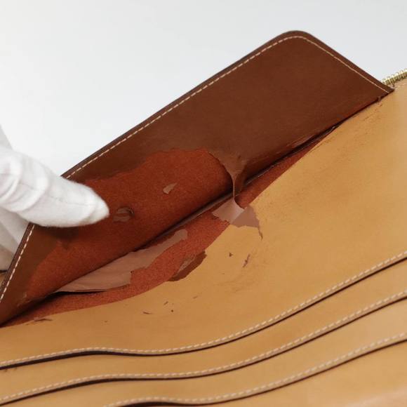 CELINE Macadam Canvas Clutch Bag PVC Leather Brown Gold Auth 90268 - Picture 9 of 16